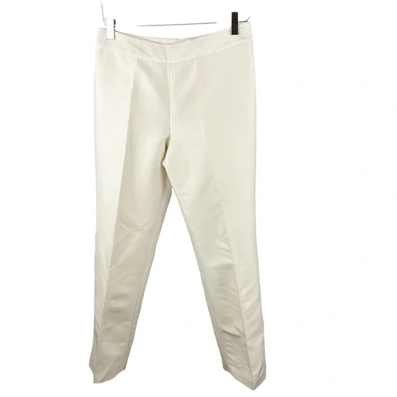 Ann Taylor Petites Pintuck Silk Wool Ivory White Ankle Trousers Pants Size 6P - Picture 2 of 7